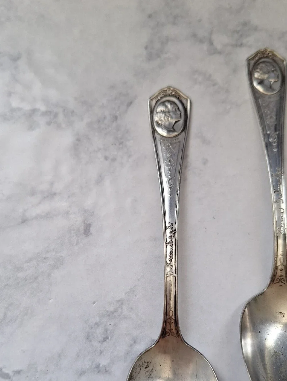 1920 Silent Movie Stars Set of 4 Silver-Tone Decorative Teaspoons